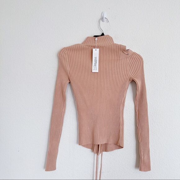Jonathan Simkhai Brooke Lace Up Rib Knit top Tan Size XS - Picture 10 of 12